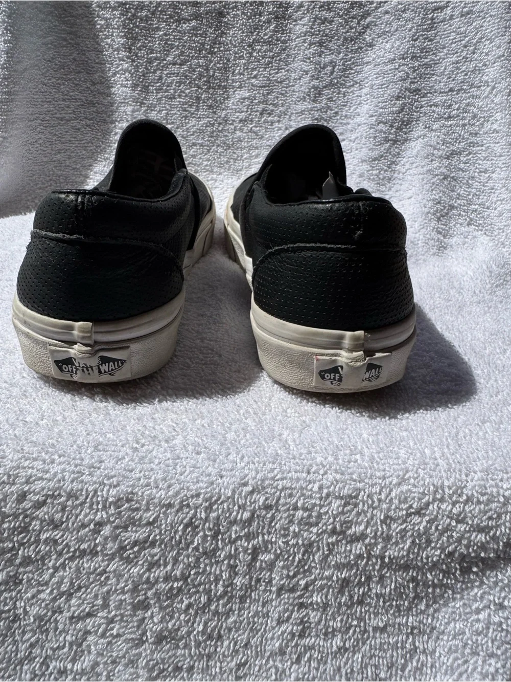 Vans Classic Slip-On Black Perforated Leather Shoes Women’s 7 Men’s 5.5